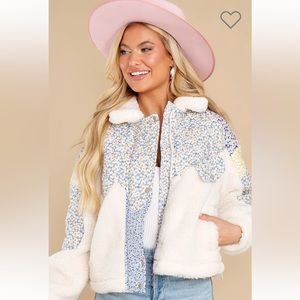 Blank NYC Flower Patch Collard Sherpa Jacket